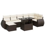  8-dijelni set vrtnih sofa s jastucima smeđi od poliratana | shoptok.hr