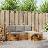  Set vanjskih sofa 4 kom. Prirodna i svijetlo siva Bijela 185,5 x 122,5 x 73 cm | shoptok.hr