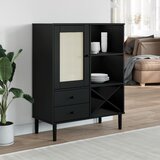  The Living Store Komoda SENJA videz ratana črna 90x40x112 cm trdna borovina - Komoda, (21453470) Cene