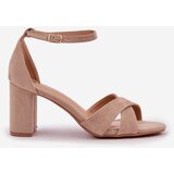 Boto PS1 Block Heel Sandals Made Of Eco Suede Beige Saniffia | Eponuda.ba
