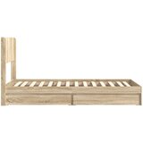 Krevetna konstrukcija s pohranom i uzglavljem Hrast sonoma Smeđa 90 x 200 cm | Shoptok.si