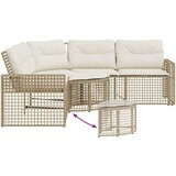 vidaXL Vrtna sofa L-oblika sa jastucima i tabureom bež od poliratana | shoptok.hr