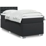 vidaXL Box spring postelja z vzmetnico črn 100x200 cm umetno usnje Cene