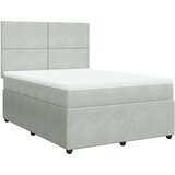 vidaXL Box spring postelja z vzmetnico svetlo siv 140x190 cm žamet | Shoptok.si