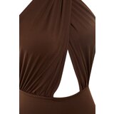 Trendyol Brown Cross Tie Detailed Decollete Knitted Body | shoptok.hr
