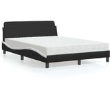 vidaXL Postelja z vzmetnico črna in bela 140x190 cm umetno usnje | Shoptok.si