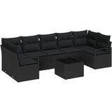 vidaXL set od 8 dijelova vrtne sofe s jastučićima crna poli ratan, dvosed vrtna sofa s jastučićima crna poli ratan Cijene