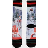 XPOOOS Red-blue men's socks with Christmas theme