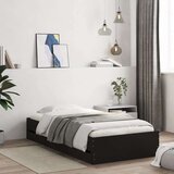 vidaXL Posteljni okvir s predali črn 100x200 cm inženirski les | Shoptok.si