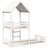  Krevet na kat s krovom bijeli 90 x 200 cm od masivne borovine | shoptok.hr