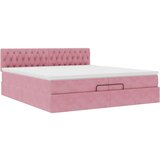  Otomanski posteljni okvir z vzmetnicami roza 200x200cm žamet, (22053216) | Shoptok.si