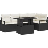 vidaXL set od 6 komada vrtnih sofe s jastučićima crni poli ratan, 2-sjedalna vrtna sofa s jastučićima crni poli ratan | shoptok.hr