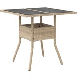 vidaXL Vrtni stol sa staklenom pločom bež 90x90x75 cm od poliratana | shoptok.hr