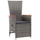 vidaXL 3-delni vrtni jedilni set z blazinami siva poli ratan | Shoptok.si