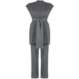Trendyol Anthracite Belted Brass Knitted Sweater-Pants Knitwear Bottom-Top Set Cene