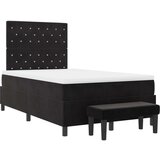 vidaXL Box Spring Postelja z Vzmetnico & Klopjo Črna 120x200 cm Žamet | Shoptok.si