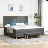 vidaXL Krevet s podnicom s madracem i klupom tamno siva 200x200 cm tkanina Cijene