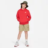 Nike Sportswear Majica 'Club Fleece' ognjeno rdeča / bela