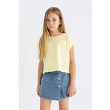 Defacto Girl's Boxy Fit Crew Neck Basic Short Sleeve T-Shirt