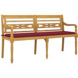  Klupa Batavia s crvenim jastukom 150 cm od masivne tikovine | shoptok.hr