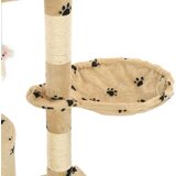 vidaXL Penjalica za mačke sa stupovima za grebanje od sisala 138 cm bež s uzorkom šapa | shoptok.hr