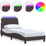  Okvir za krevet s LED rasvjetom bez madraca tamnosmeđi 80x200 cm tkanina | shoptok.hr