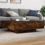 vidaXL Klubska mizica z LED lučmi dimljeni hrast 100x100x31 cm Cene