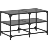 Furnova Klubska mizica s črno stekleno površino 78,5x40x45 cm jeklo, (21914877) | Shoptok.si