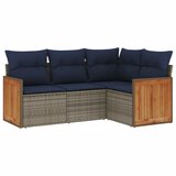 vidaXL Vrtni set od 4 dijela s jastucima sivi poliratan - Siva Bez stola 1 | shoptok.hr