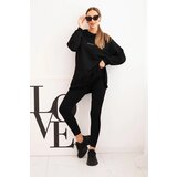 Polski Women's cotton set sweatshirt and leggings with the inscription Minimal black | Shoptok.si