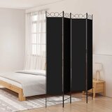 Sobna pregrada s 4 panela crna 160x220 cm od tkanine | shoptok.hr