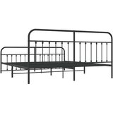  Metalni okvir kreveta uzglavlje i podnožje crni 200x200 cm | shoptok.hr