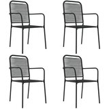  5-dijelni vrtni blagovaonski set crni pamučno uže i čelik | shoptok.hr