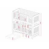 Molarem Home Drveni dječji krevet na kat Emilka s tri kreveta i ladicom - bijeli - 180x80 cm - Madrac PE pjena 8 cm-spužvasti madrac | shoptok.hr