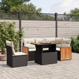Maison Chic Seti vrtnega pohištva - Vrtna garnitura - Vrtni pohištvo set 6-delna z blazinami črna poli ratan, (21805036) | Shoptok.si