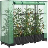  Povišena gredica s pokrovom za staklenik izgled ratana 120x40x123 cm | Eponuda.com