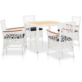 vidaXL Zunanja jedilna garnitura 5-delna poli ratan bela, (20969562) | Shoptok.si