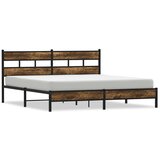 Maison Chic Kovinski Posteljni okvir - Dvoposteljna postelja - Zakonska postelja brez vzmetnice dimljen hrast 183x213cm, (21693659) | Shoptok.si