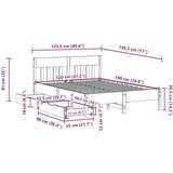 Okvir kreveta bez madraca 120 x 190 cm od masivne borovine | shoptok.hr
