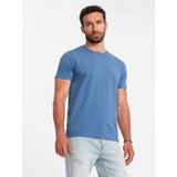 Ombre Men's cotton T-shirt with fine embroidery - dark blue | Shoptok.si