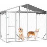Vanjski kavez za pse s krovom srebrni 3 x 1,5 x 2,5 m čelični | shoptok.hr