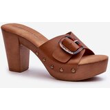 EVENTO Women's mules with stiletto heel and buckle brown Betinna | Shoptok.si