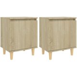  Noćni ormarići s drvenim nogama 2 kom boja hrasta 40x30x50 cm | Eponuda.ba
