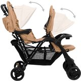 vidaXL Otroški voziček za dvojčke taupe jeklo | Shoptok.si