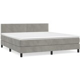 The Living Store Box spring postelja z vzmetnico svetlo siva 160x200 cm žamet - Box Spring Postelja, (21488955) | Shoptok.si