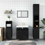Maison Chic Kopalniška omarica - Kopalniški kabinet črna 58x33x60 cm inženirski les, (21794620) | Shoptok.si