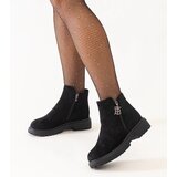 Gemre Black ankle boots with decorative charm on eco-suede platform Melane Cene