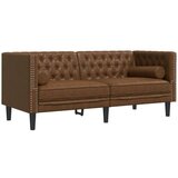 vidaXL Kavč chesterfield z vzglavniki dvosed rjav umetno semiš usnje | Shoptok.si
