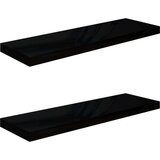vidaXL plutajuće zidne police 2 kom sjajne crne 80 x 23,5 x 3,8 cm MDF | shoptok.hr
