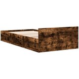 vidaXL Posteljni okvir s predalom dimljen hrast 90x190 cm inž. les | Shoptok.si